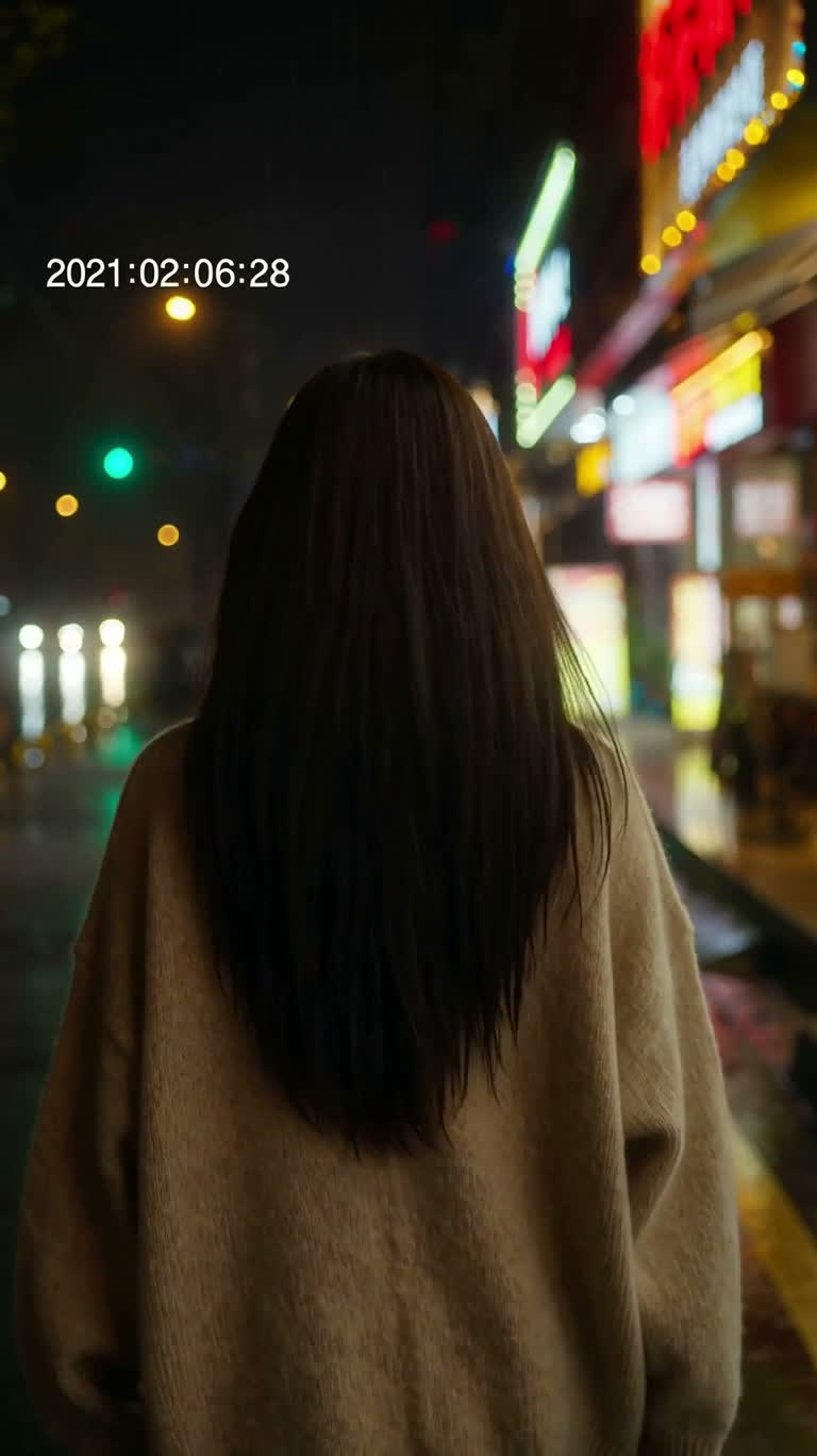 雨夜霓虹中的回眸与告别 — AI video creation