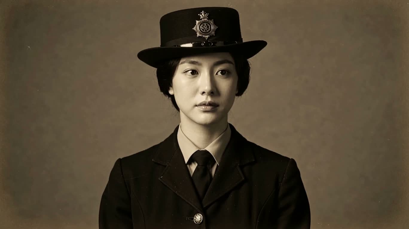 1916년 잉글랜드 여경 초상화 — AI video creation