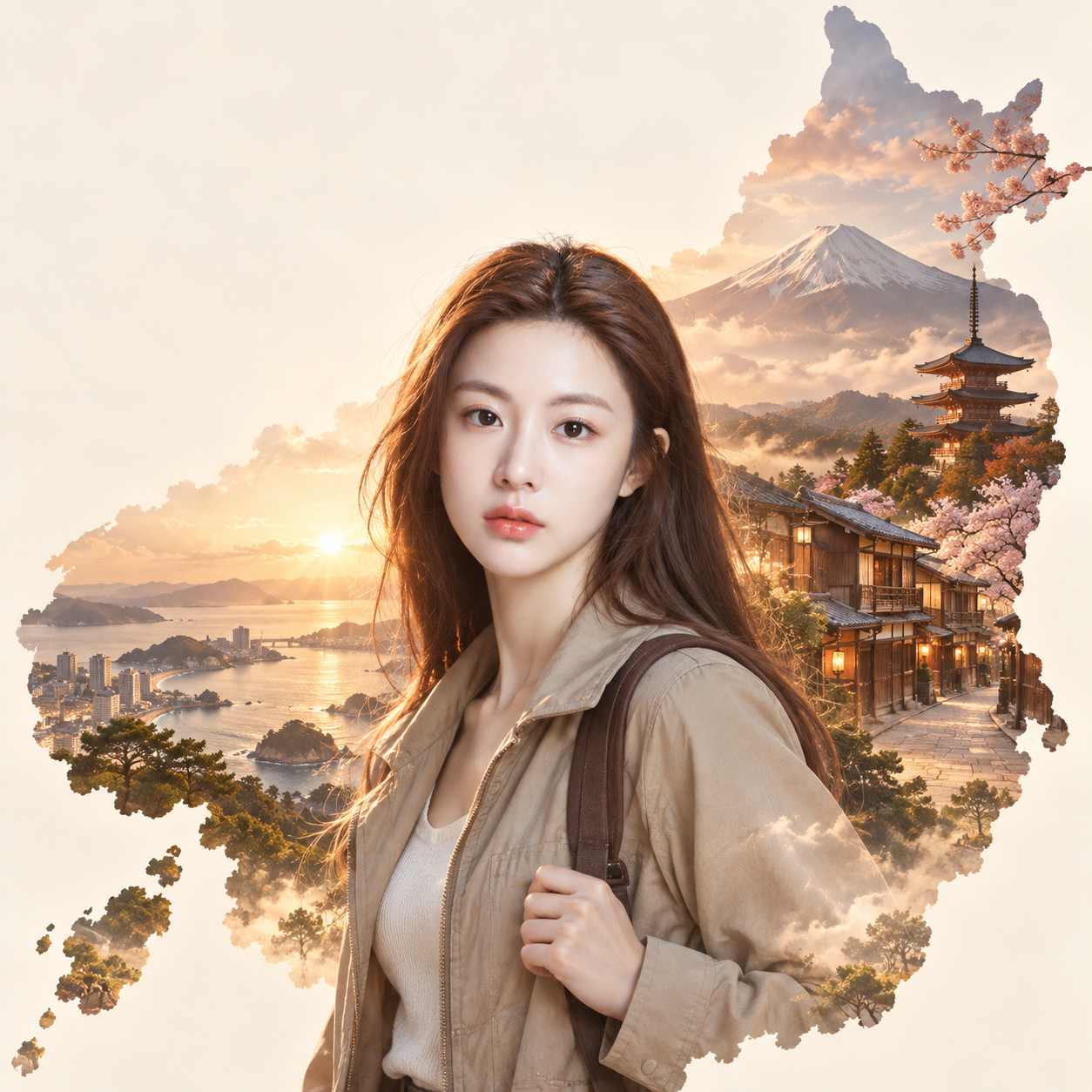 国家剪影中的电影感旅行编辑海报 — AI image creation