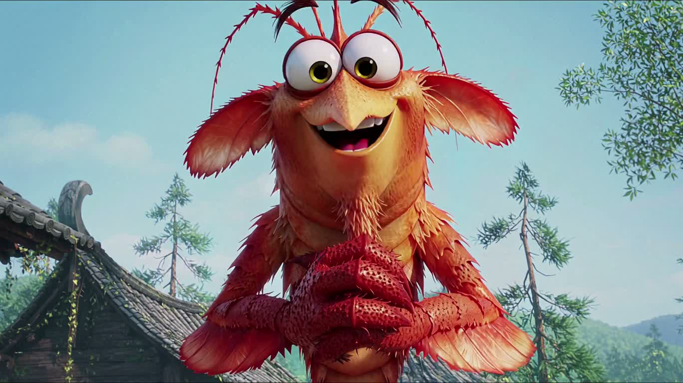 镜头前的活泼虾角色