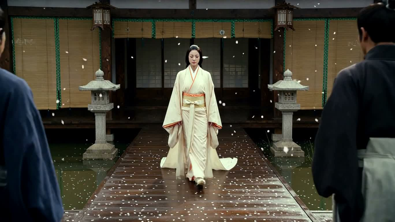 樱花庭院中的静谧剑舞 — AI video creation