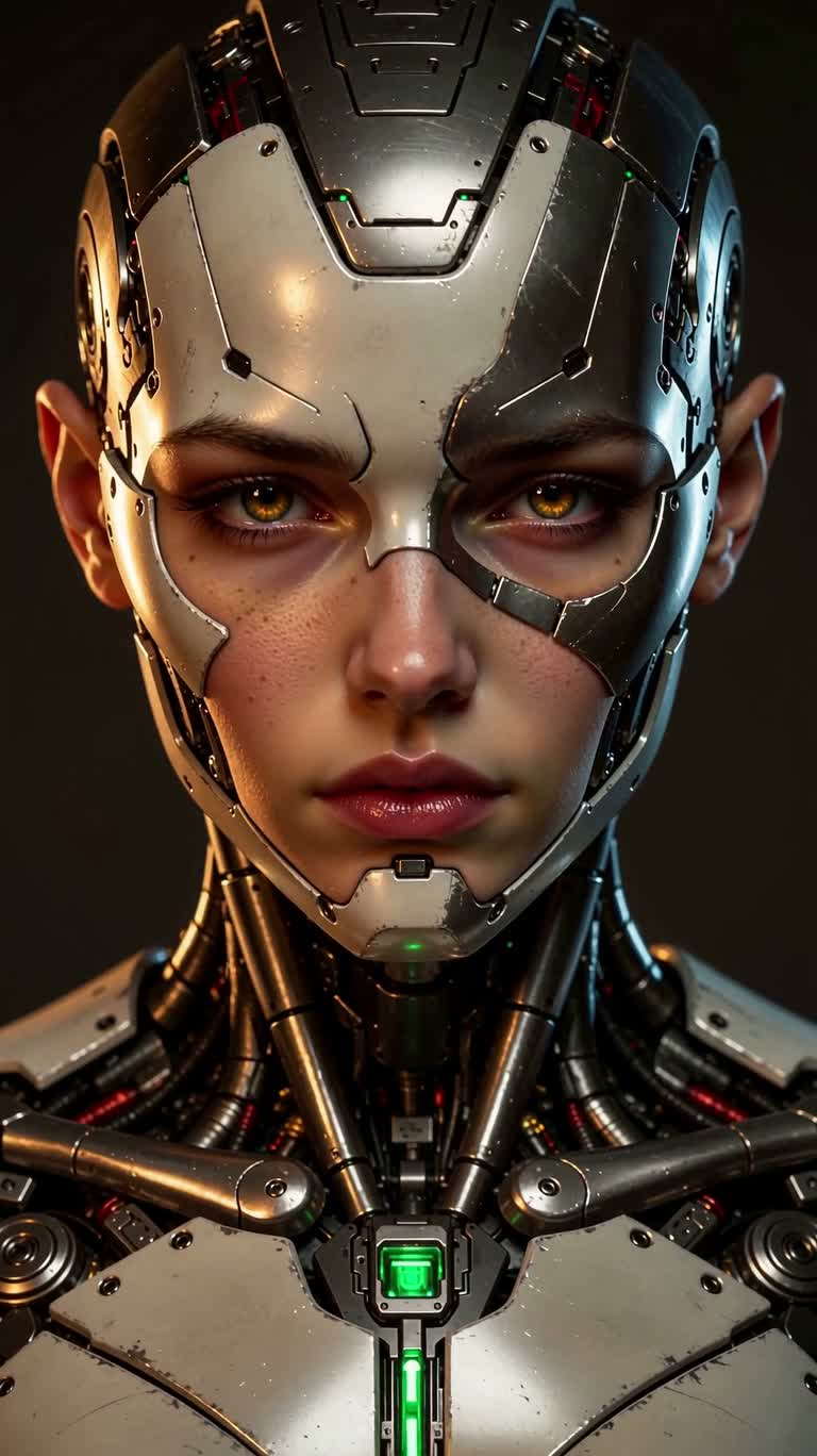 暖かな光のサイバーポートレート — AI video creation
