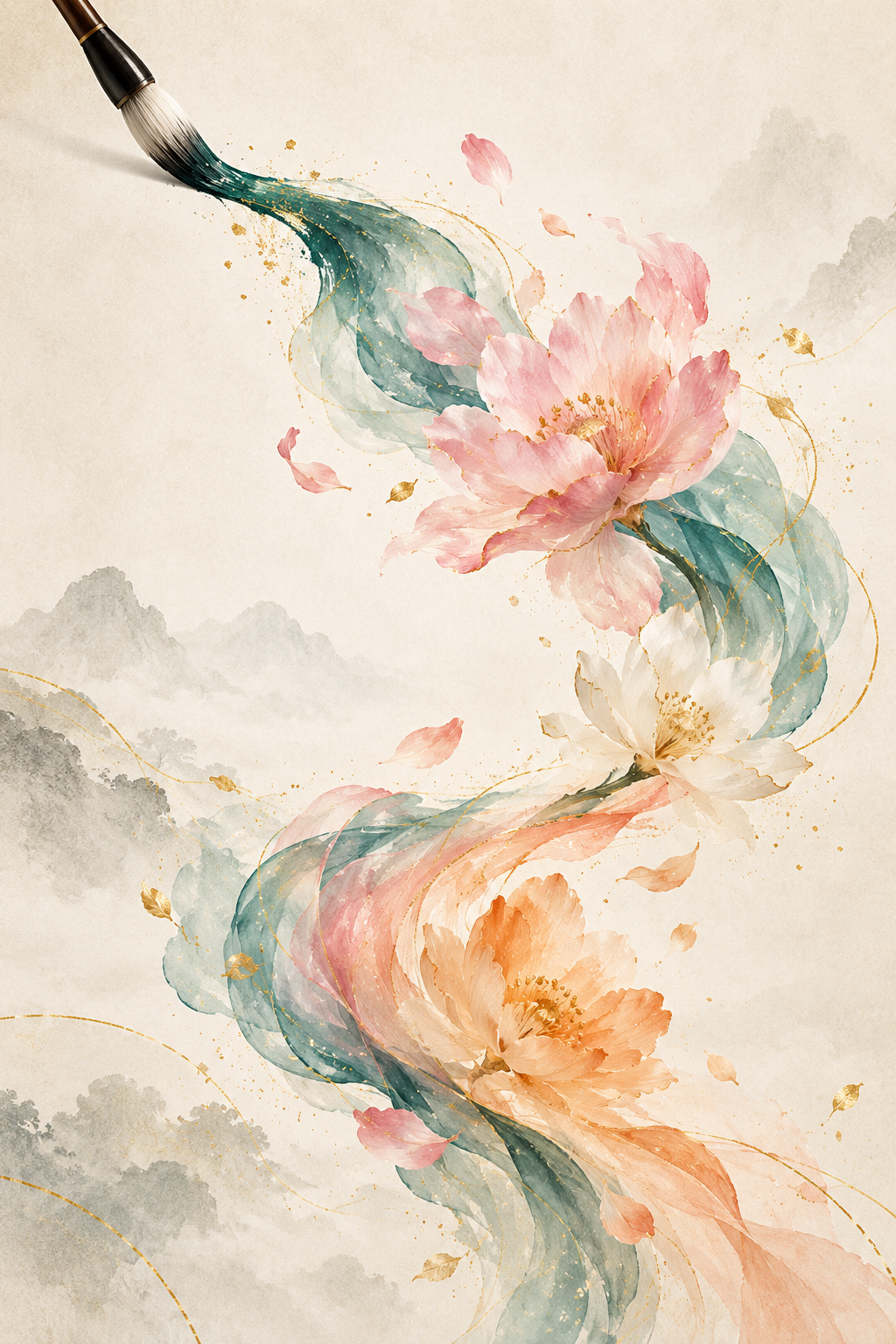 妙笔生花极简东方插画 — AI image creation
