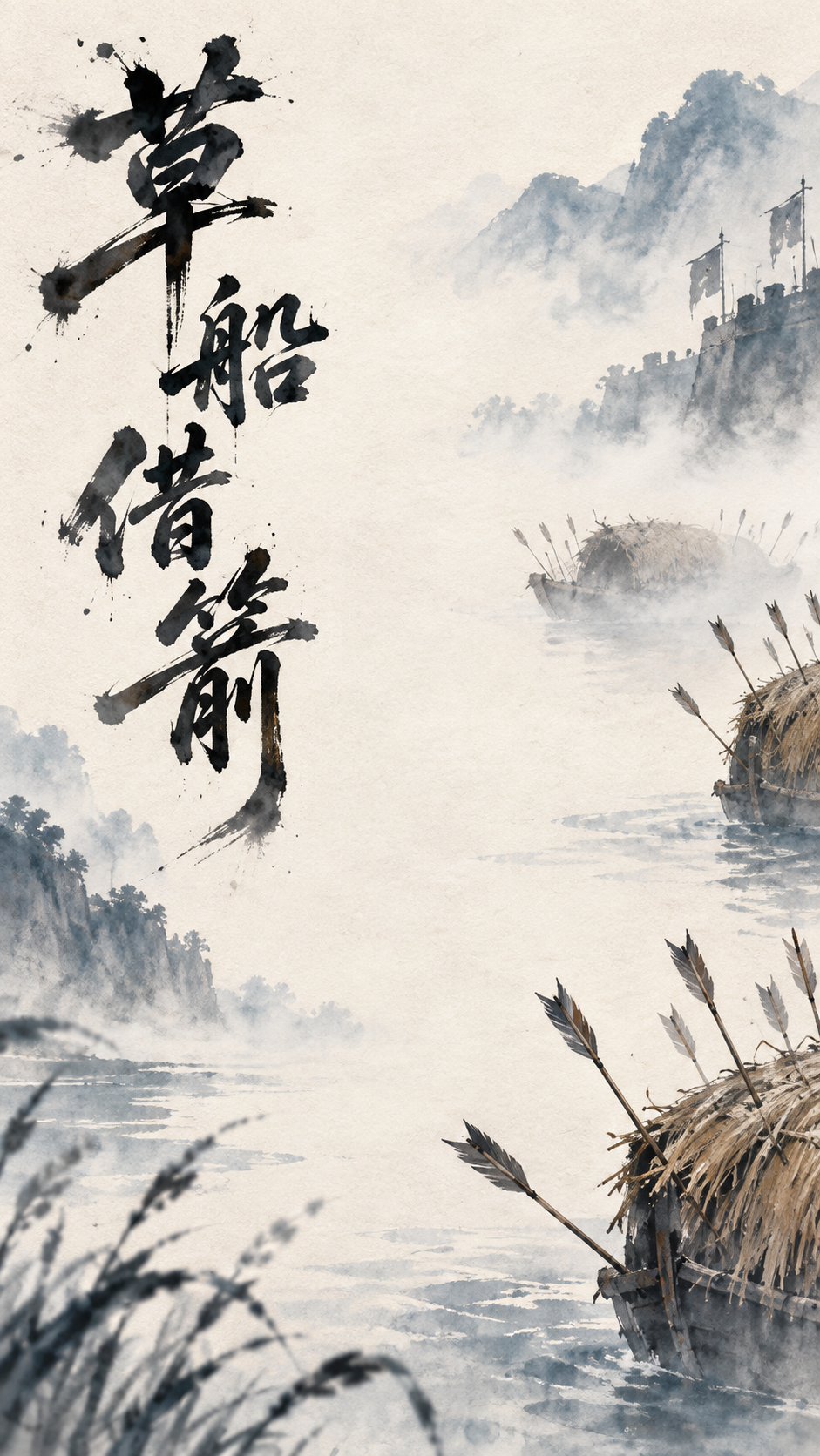 草船借箭东方水墨动画海报 — AI image creation