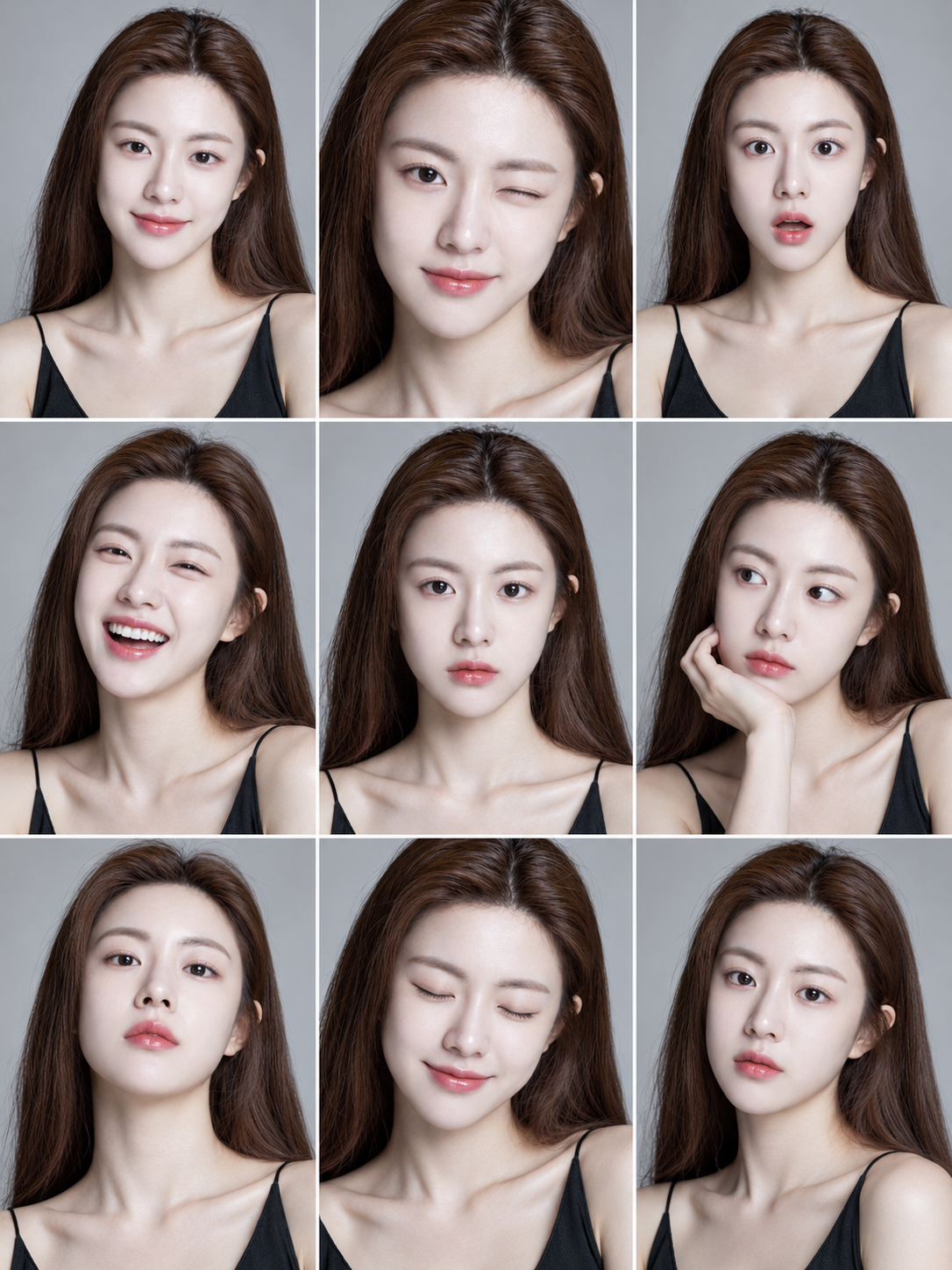 성인 여성 9분할 인물 콘택트 시트
