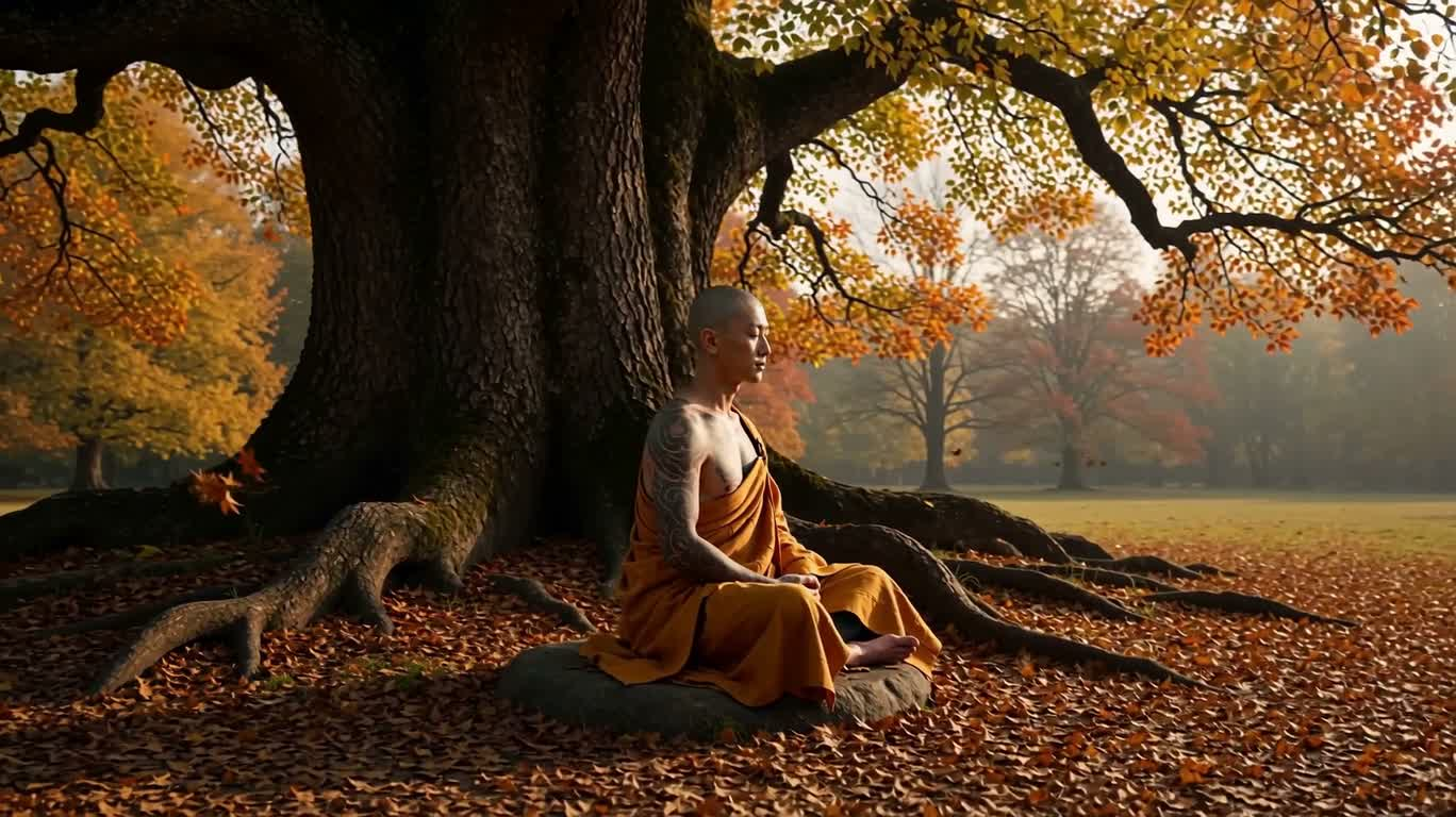 古树下的秋日冥想