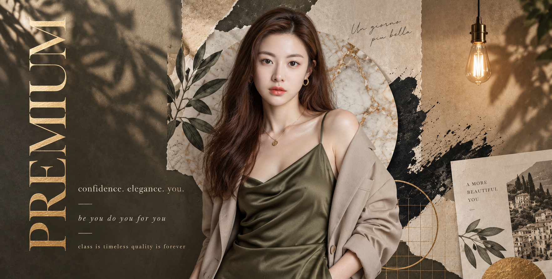 奢华时尚杂志拼贴海报 — AI image creation