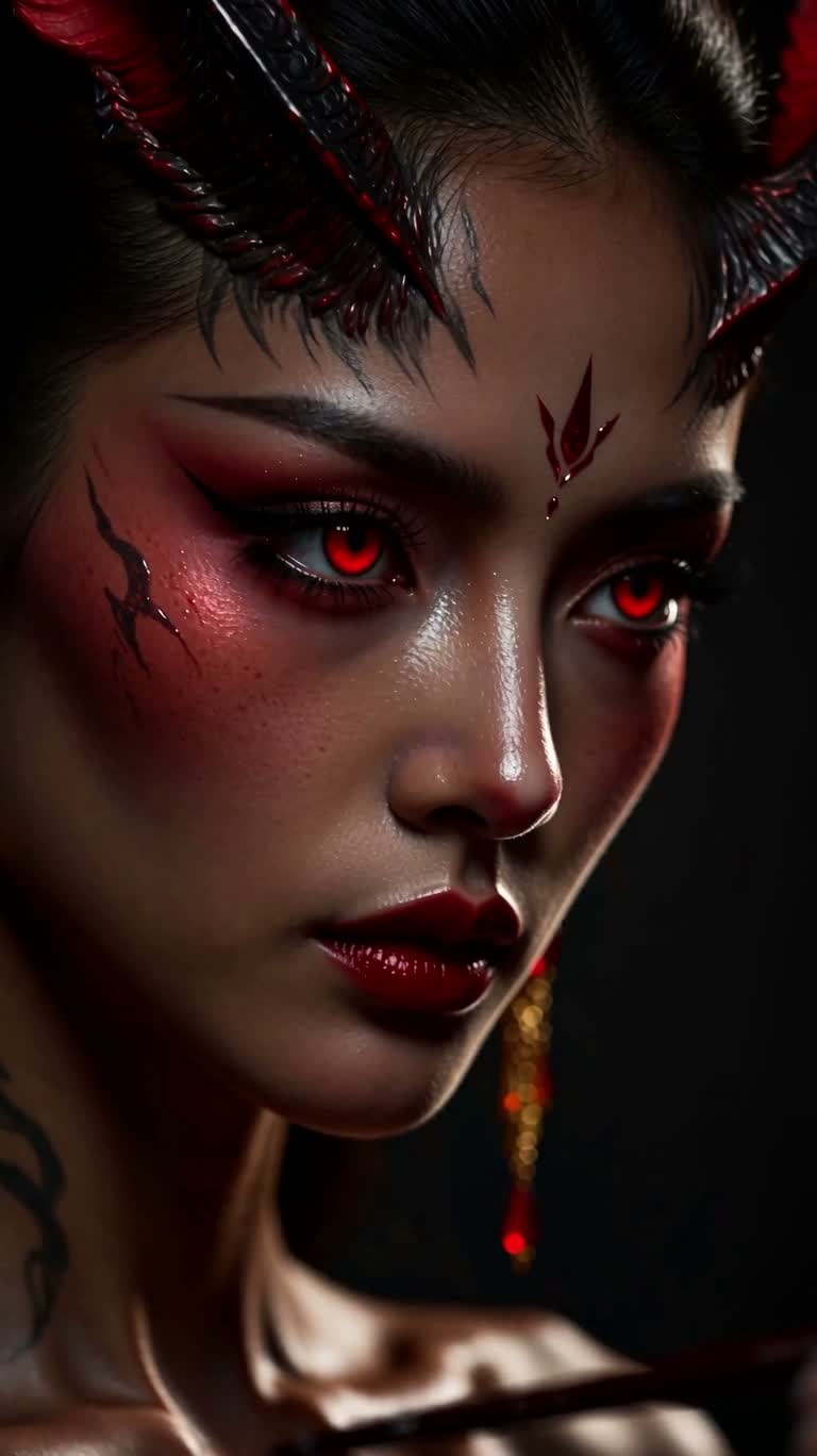 赤瞳魔后绘画肖像 — AI video creation