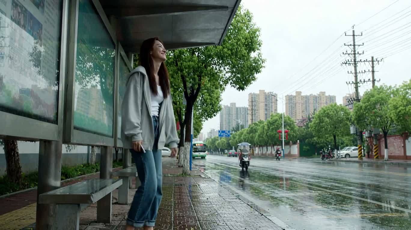 雨中的候车时光 — AI video creation