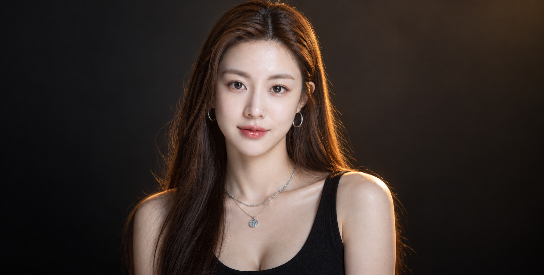 唯美黑发成人女性超写实棚拍人像 — AI image creation
