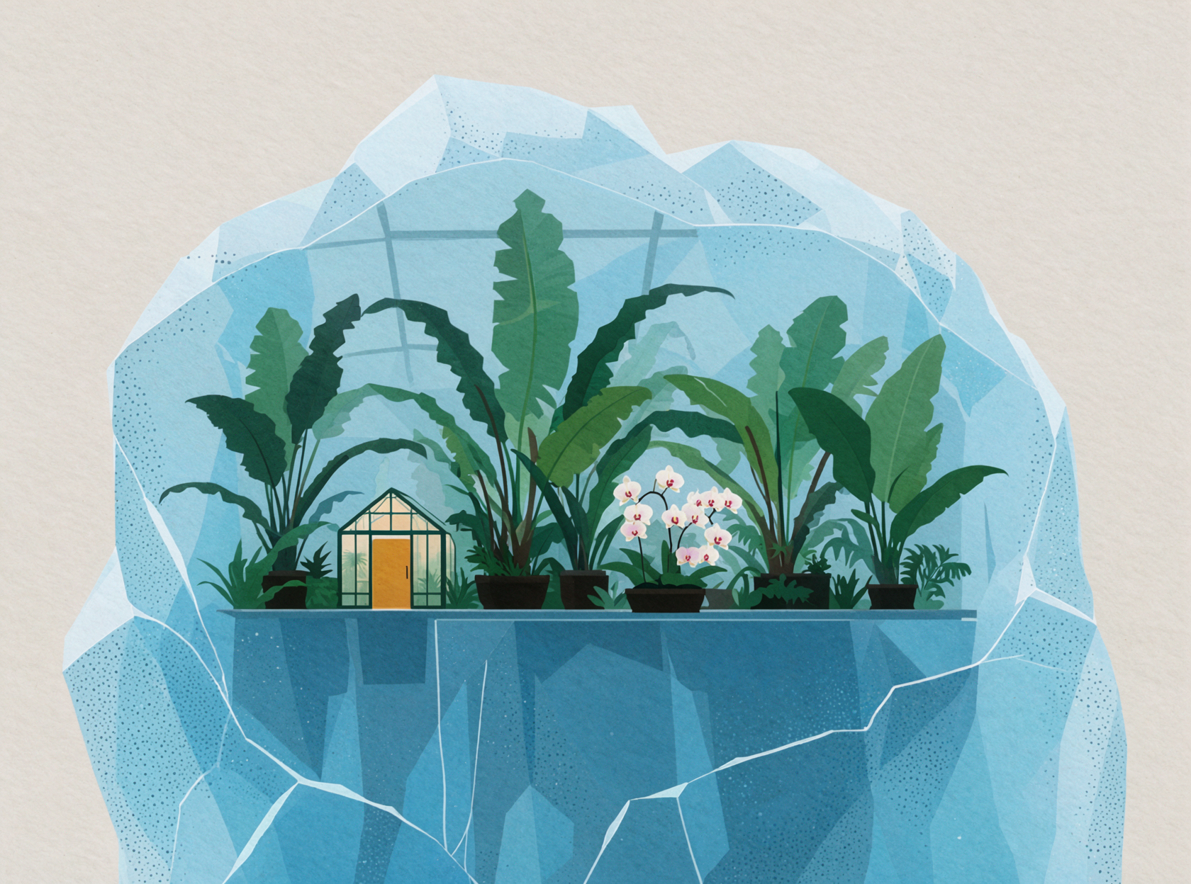 Serre glaciaire · Affiche sérigraphiée — AI image creation
