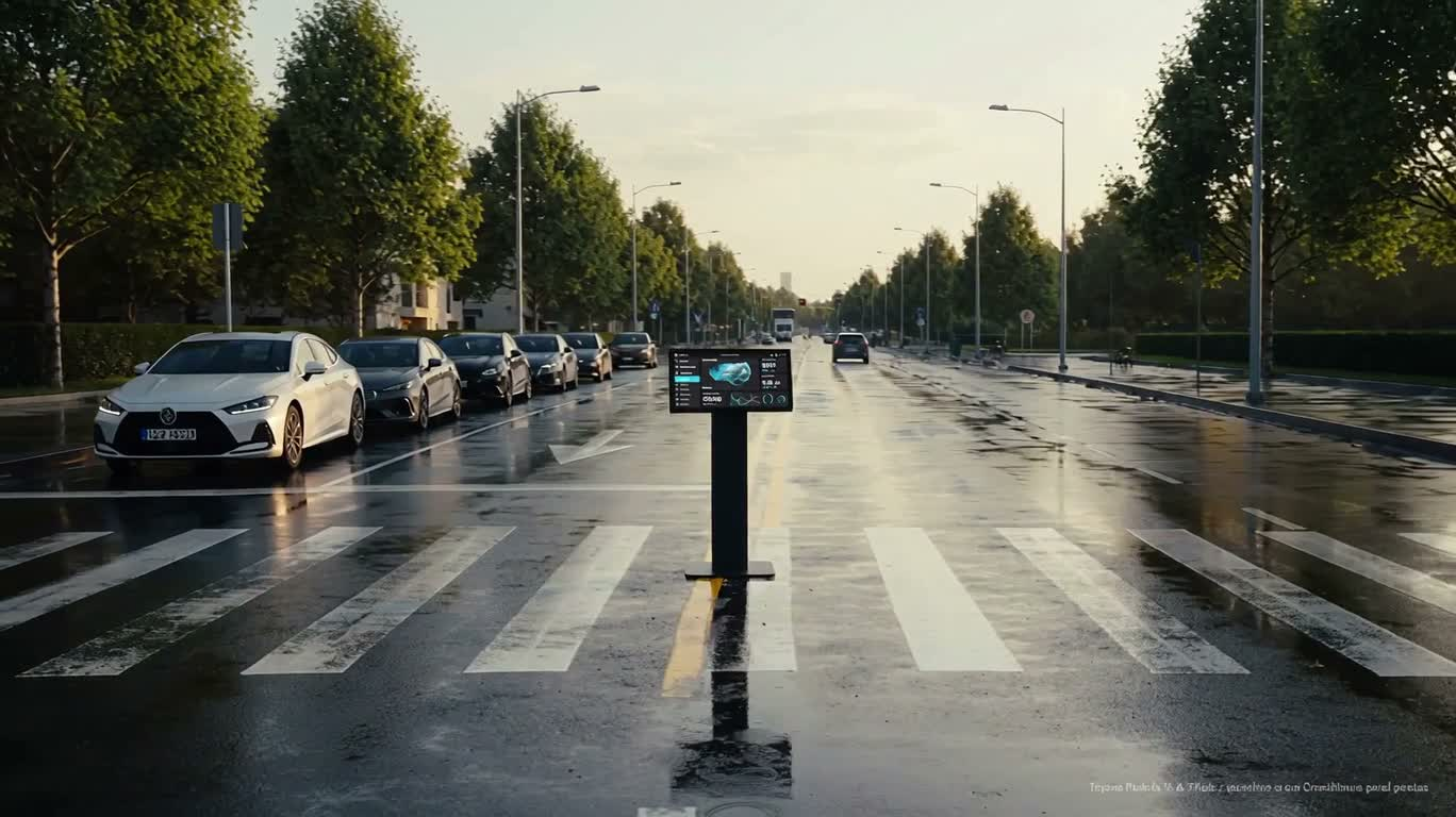 雨幕の中のサイバーセキュリティコンソール — AI video creation