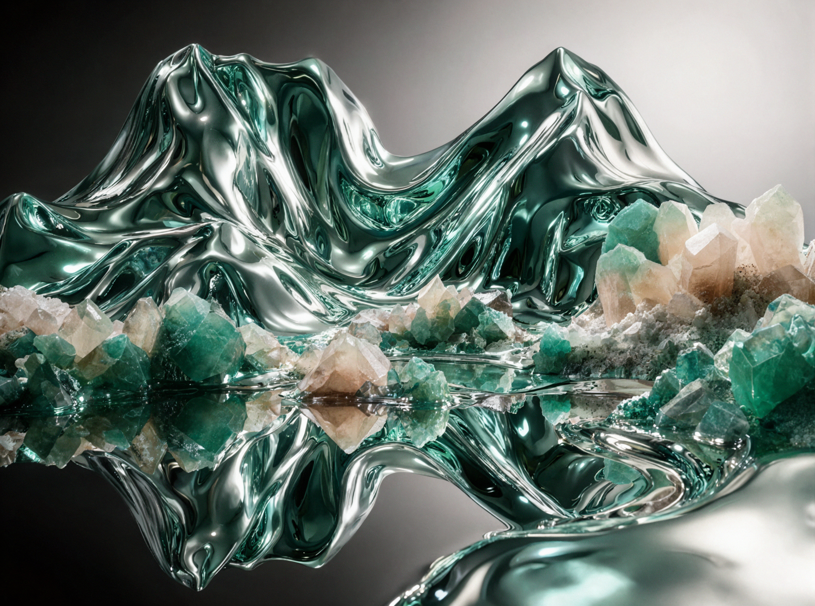 Cristaux de sel arc-en-ciel · Métal liquide — AI image creation