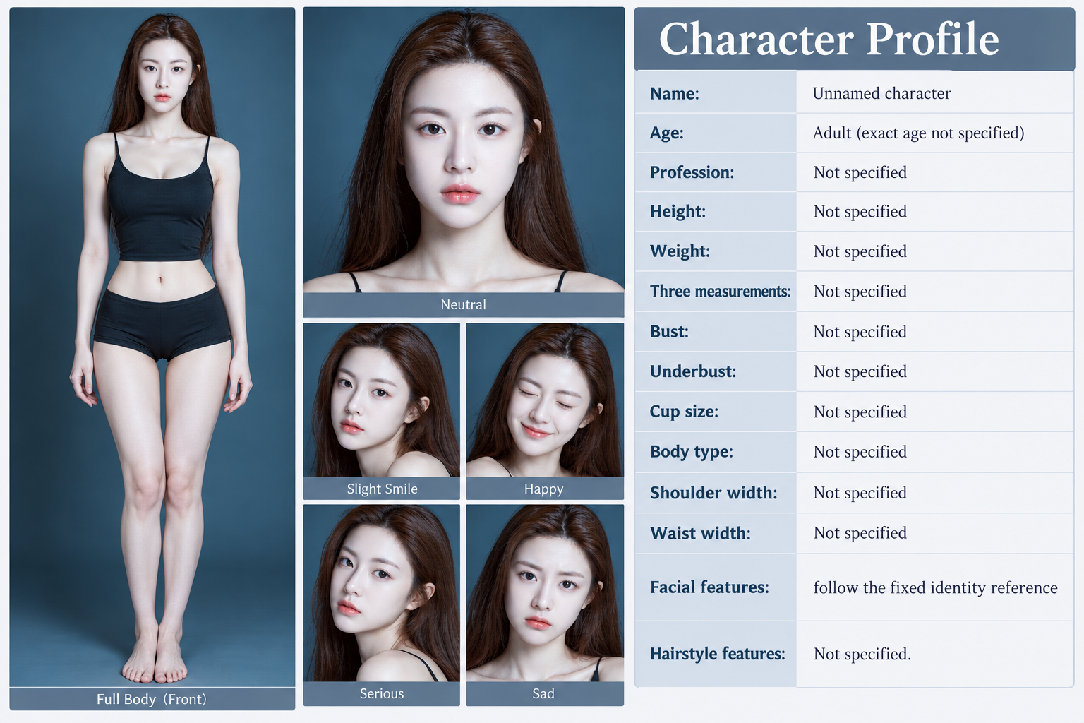 성인 캐릭터 설정 및 파라미터 참고표 — AI image creation