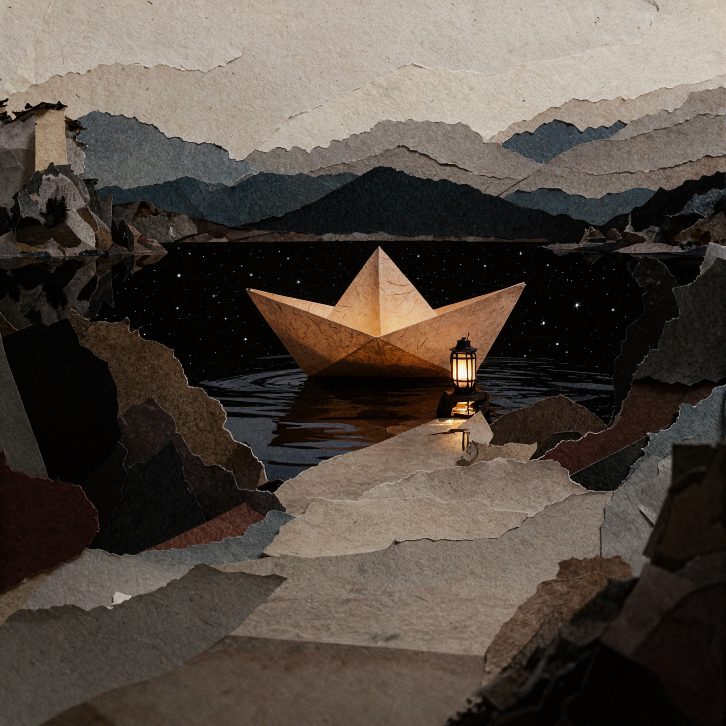Paper Boat Galaxy · Surreal Collage — AI image creation