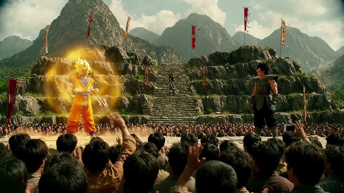 山谷擂台的能量对决 — AI video creation