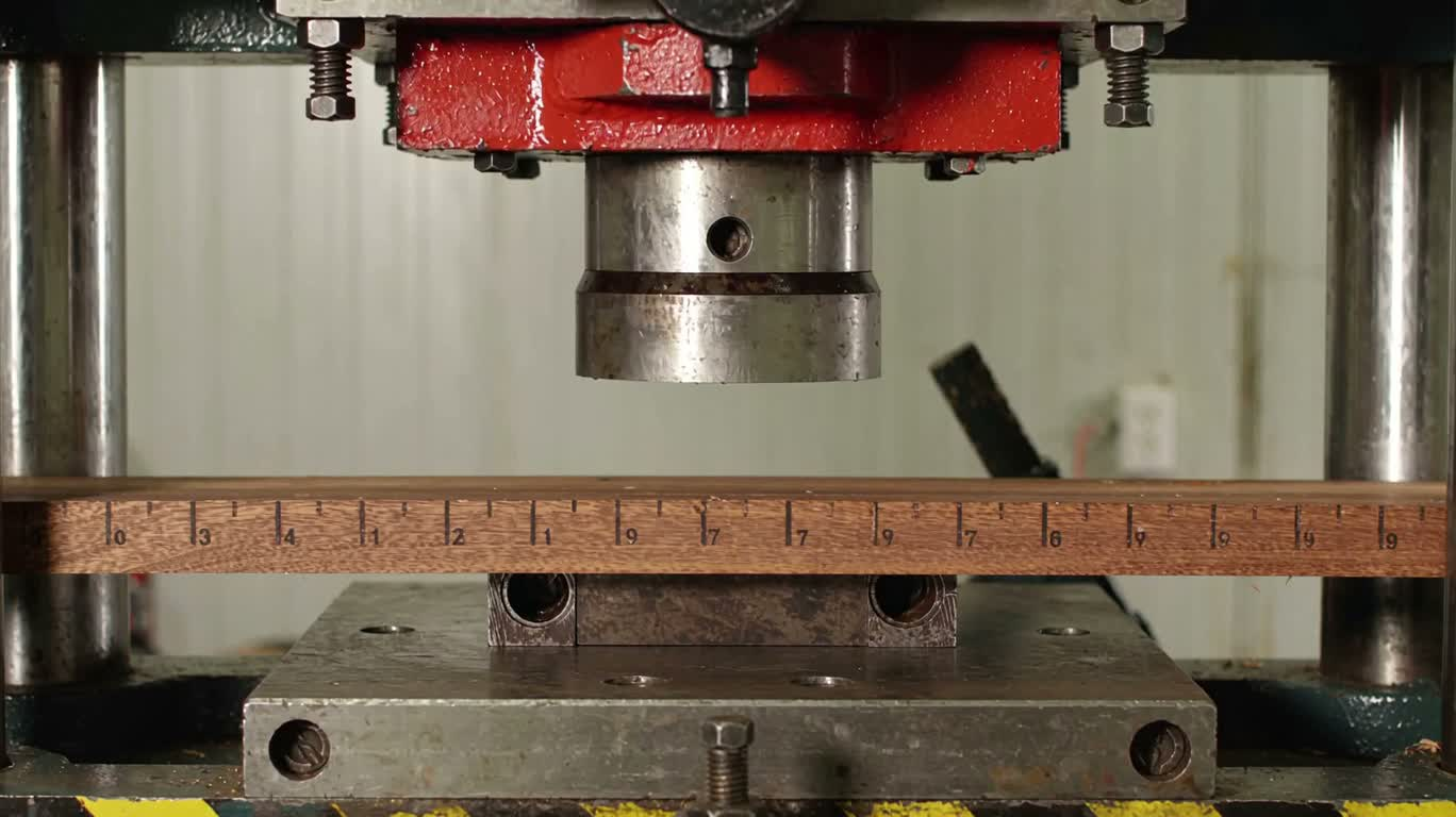 Hydraulic Press Crushing a Wooden Board