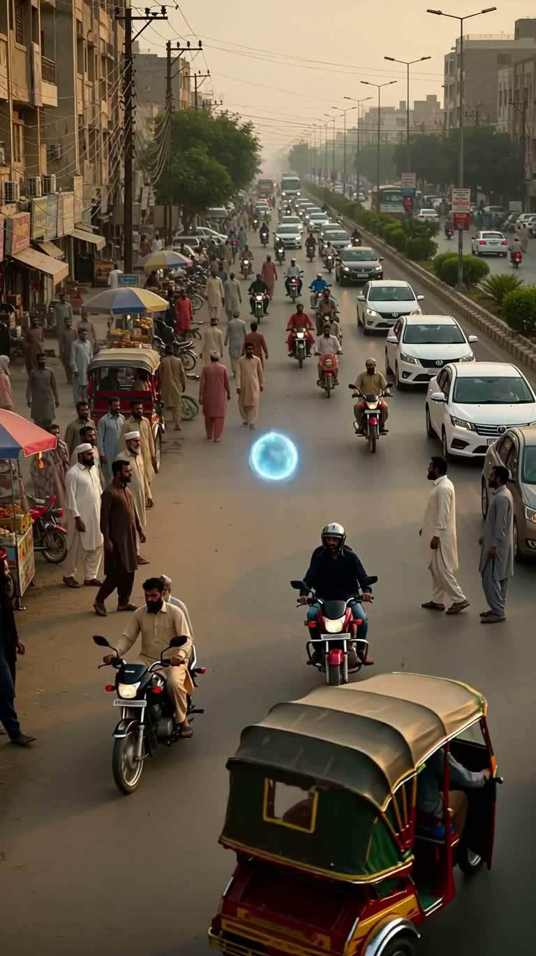 Kỵ sĩ băng qua đường phố Karachi — AI video creation