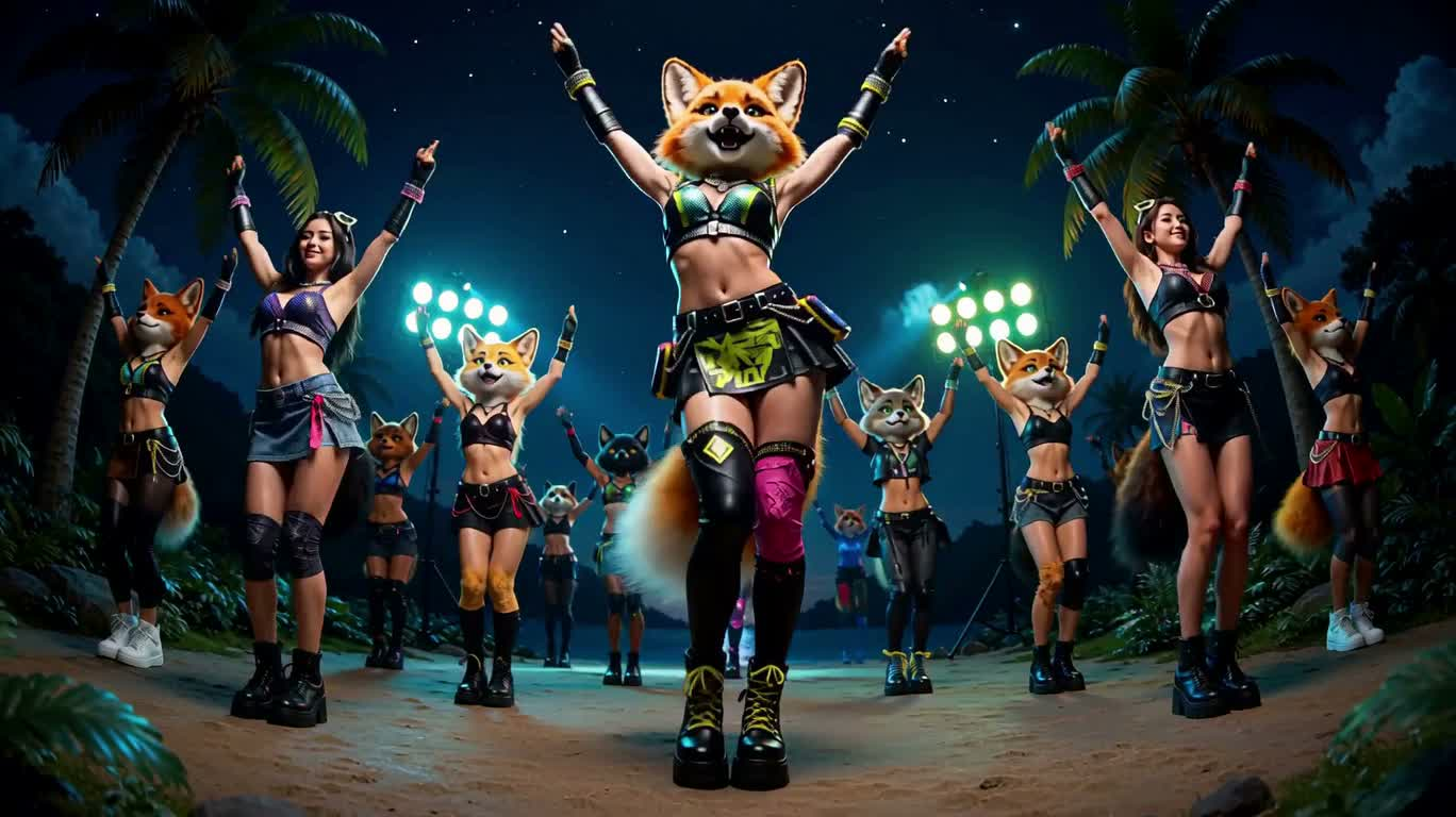 Tropical Island Fox Clan Neon Dance Party