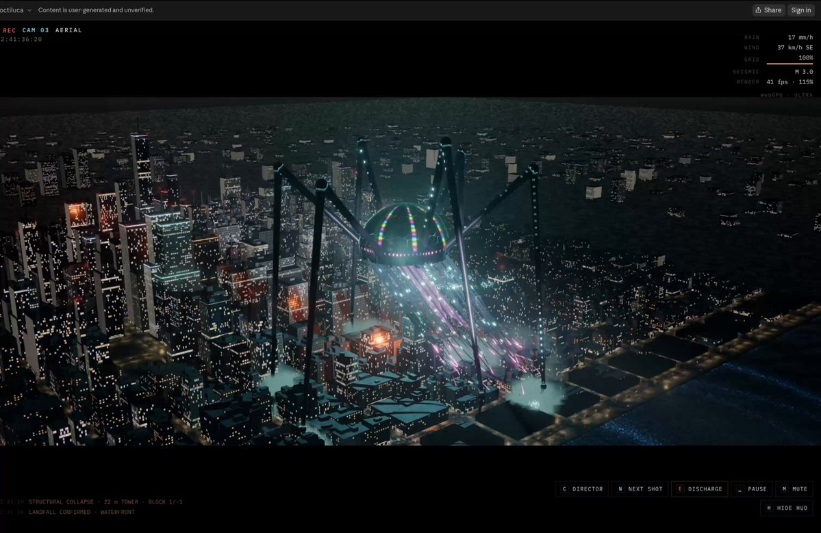 Three.js怪兽模拟 — AI video creation