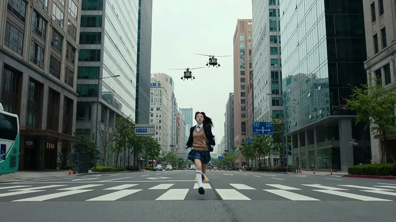 绿光少女与街头追击 — AI video creation