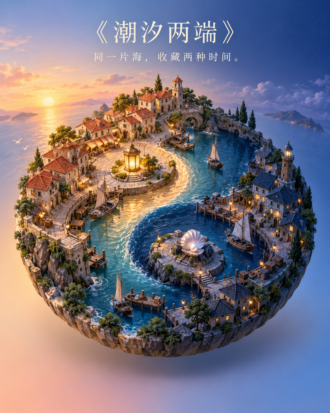Floating Tai Chi Dual Realms 3D Miniature Poster