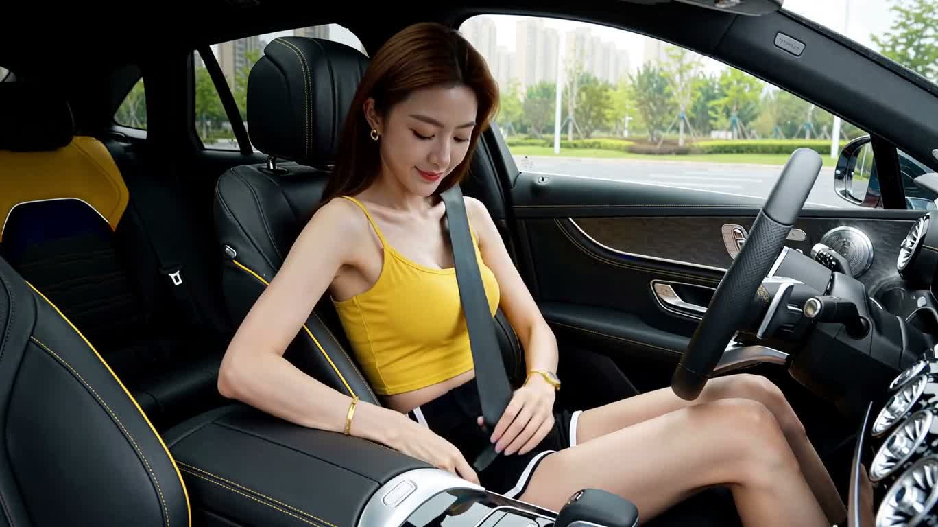 豪车内饰变装驾驶卡点秀 — AI video creation