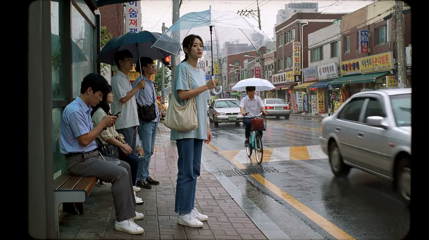 雨中站台与小橘猫 — AI video creation