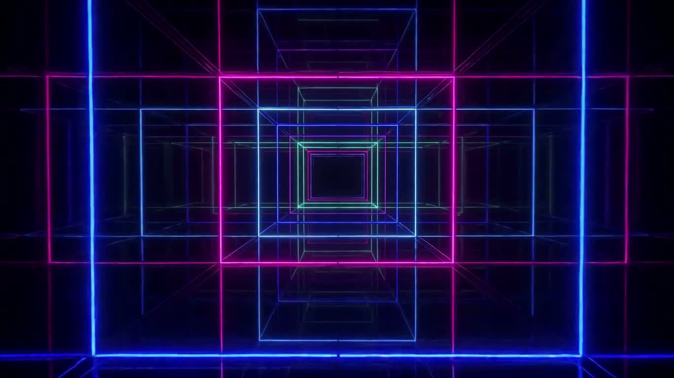 霓虹合成波网格隧道 — AI video creation
