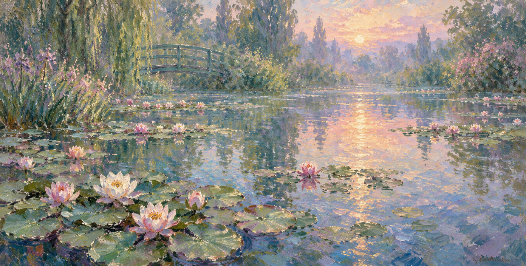 如梦似幻的莫奈睡莲水景 — AI image creation