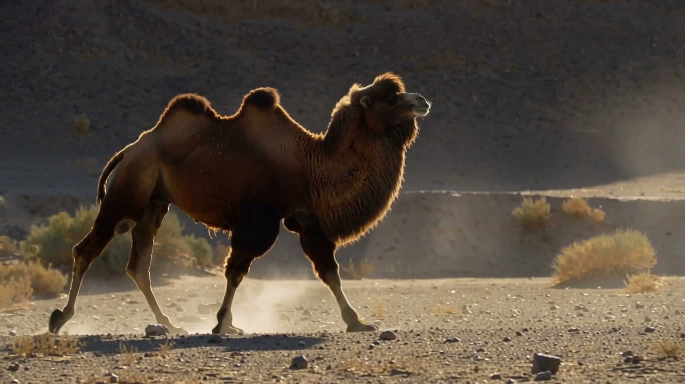 Camels Under the Gobi Sun