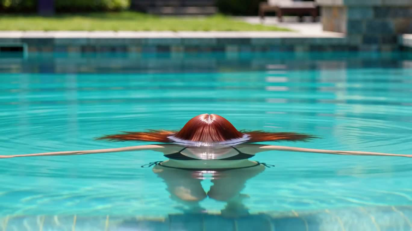 Red-haired Woman Emerging from Water — AI video creation