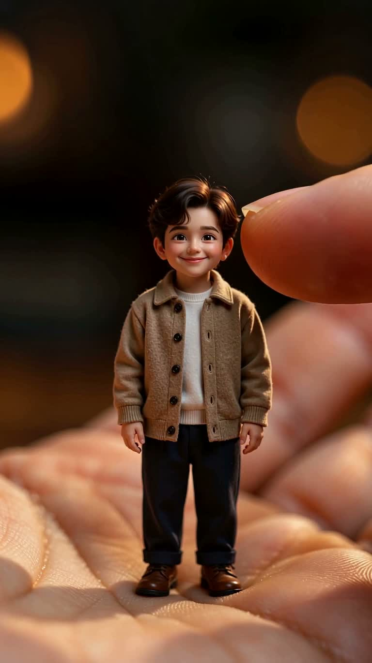 Miniature People in a Giant Palm