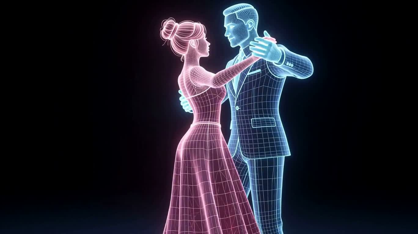 Romantic Spin of the Neon Hologram Dancer — AI video creation