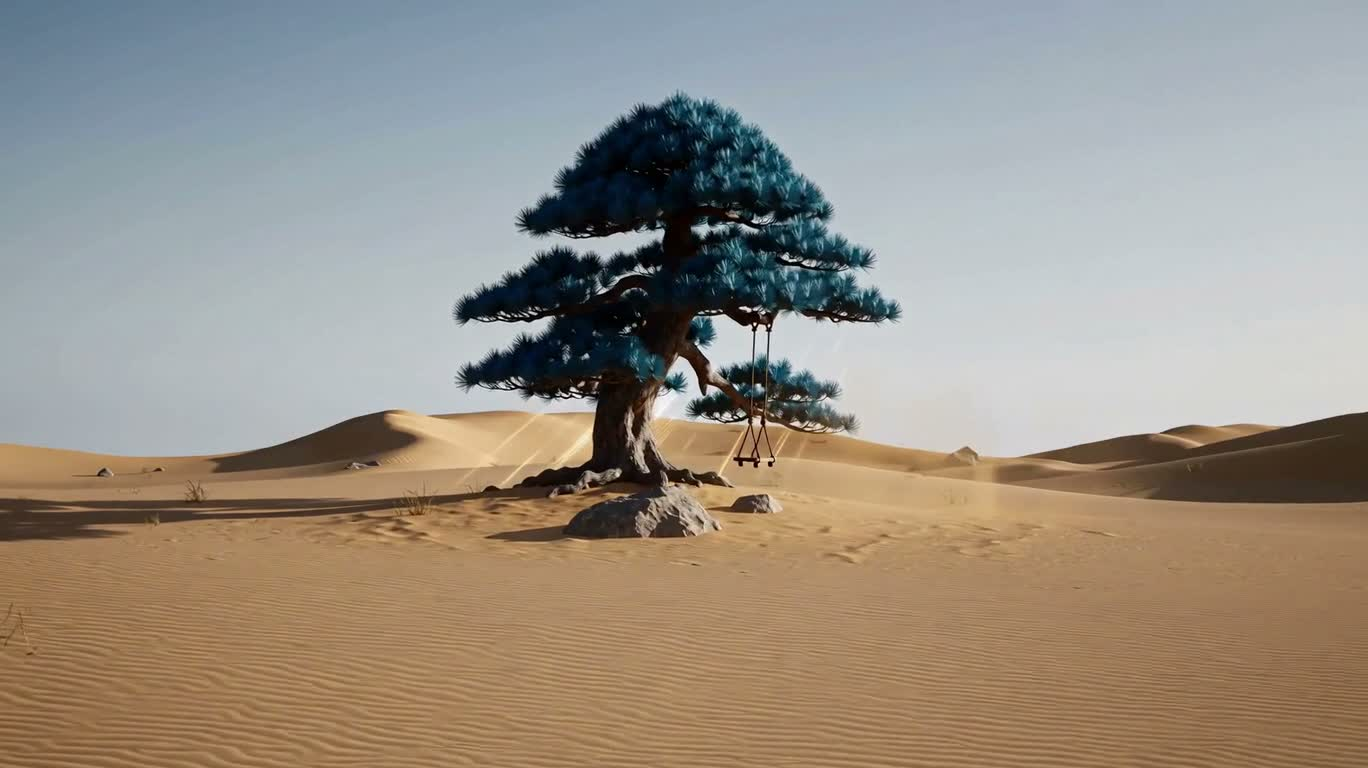 Blue Bonsai Swing in the Desert Sea