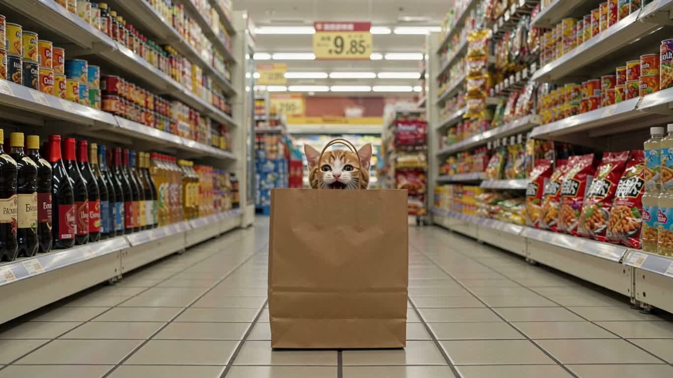 Kitten in a Supermarket Paper Bag