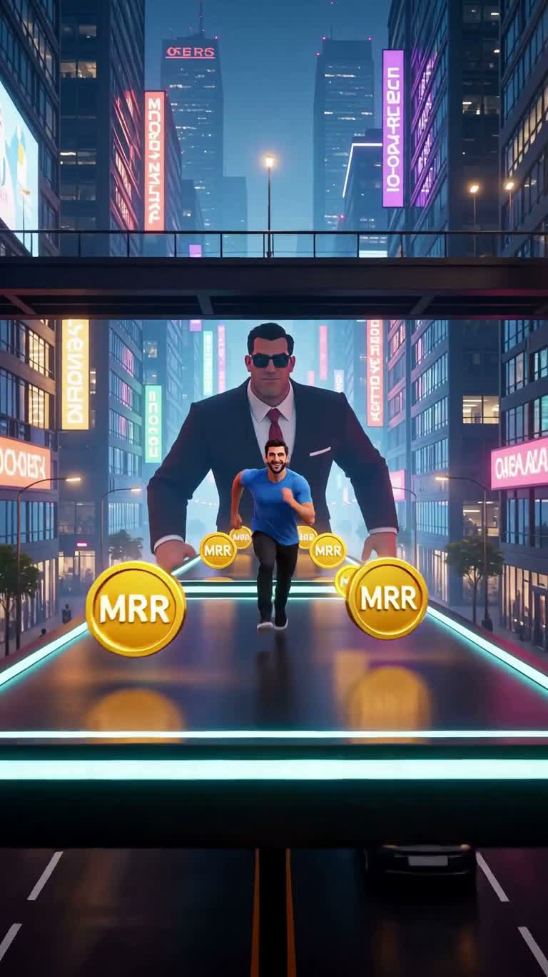 霓虹办公跑酷追逐 — AI video creation