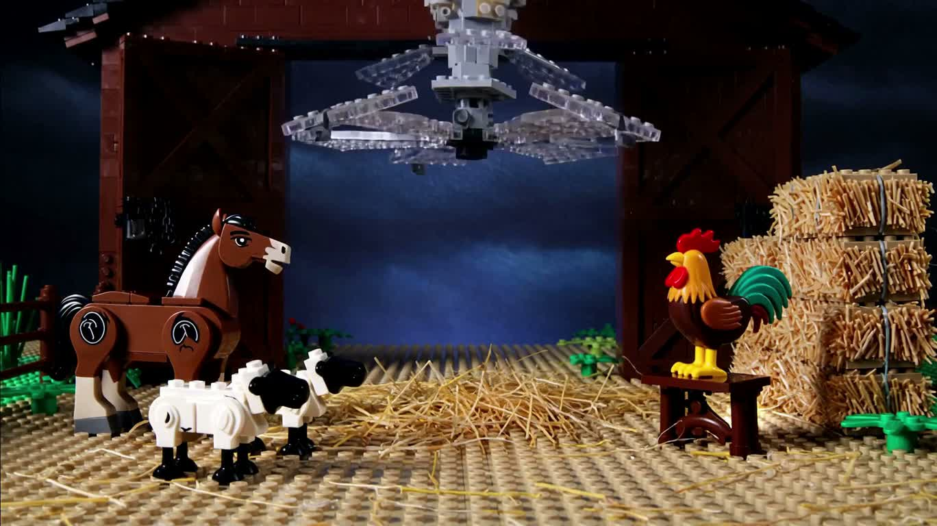 风暴袭击积木谷仓 — AI video creation