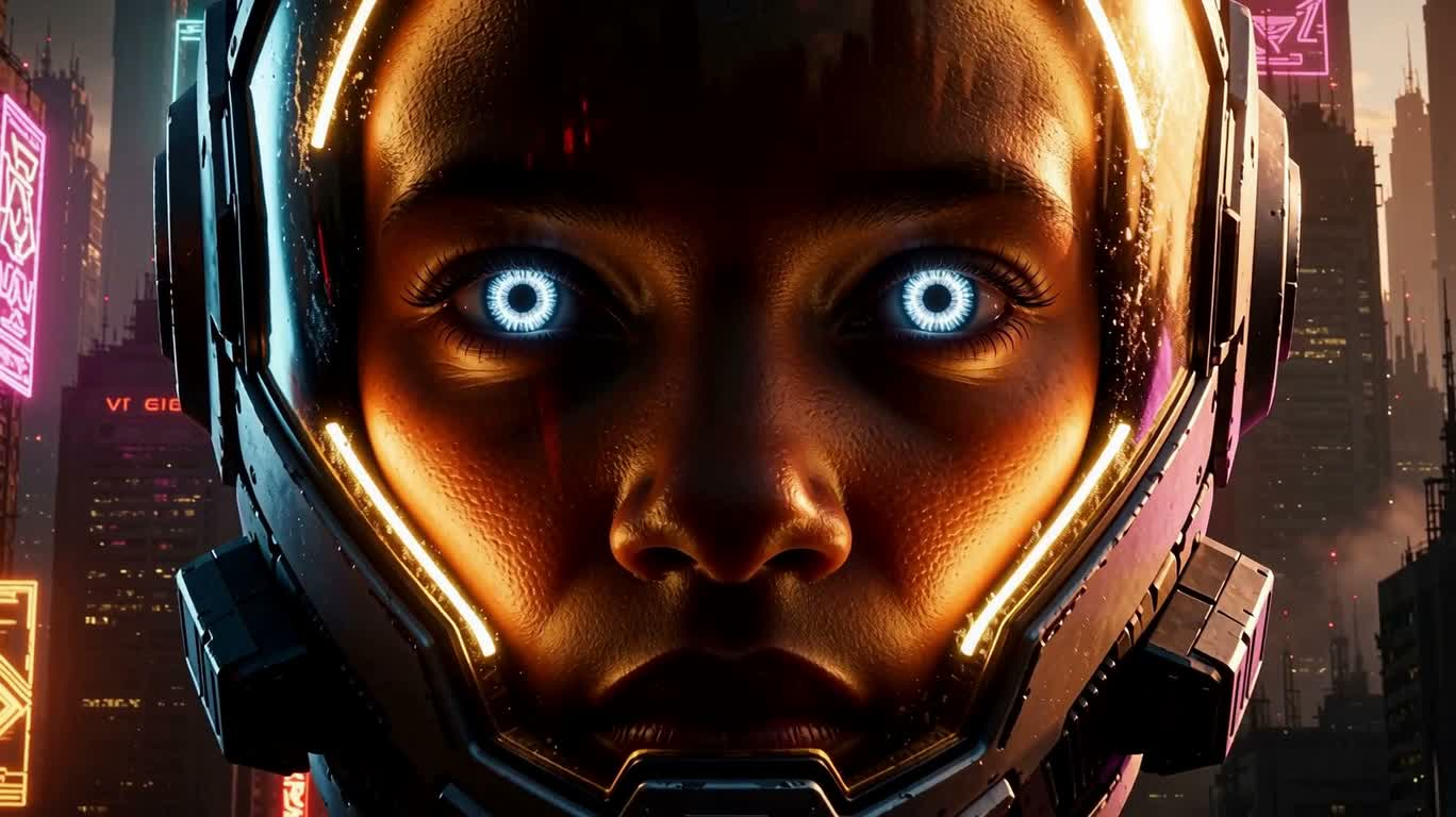 Robot afrofuturiste néon