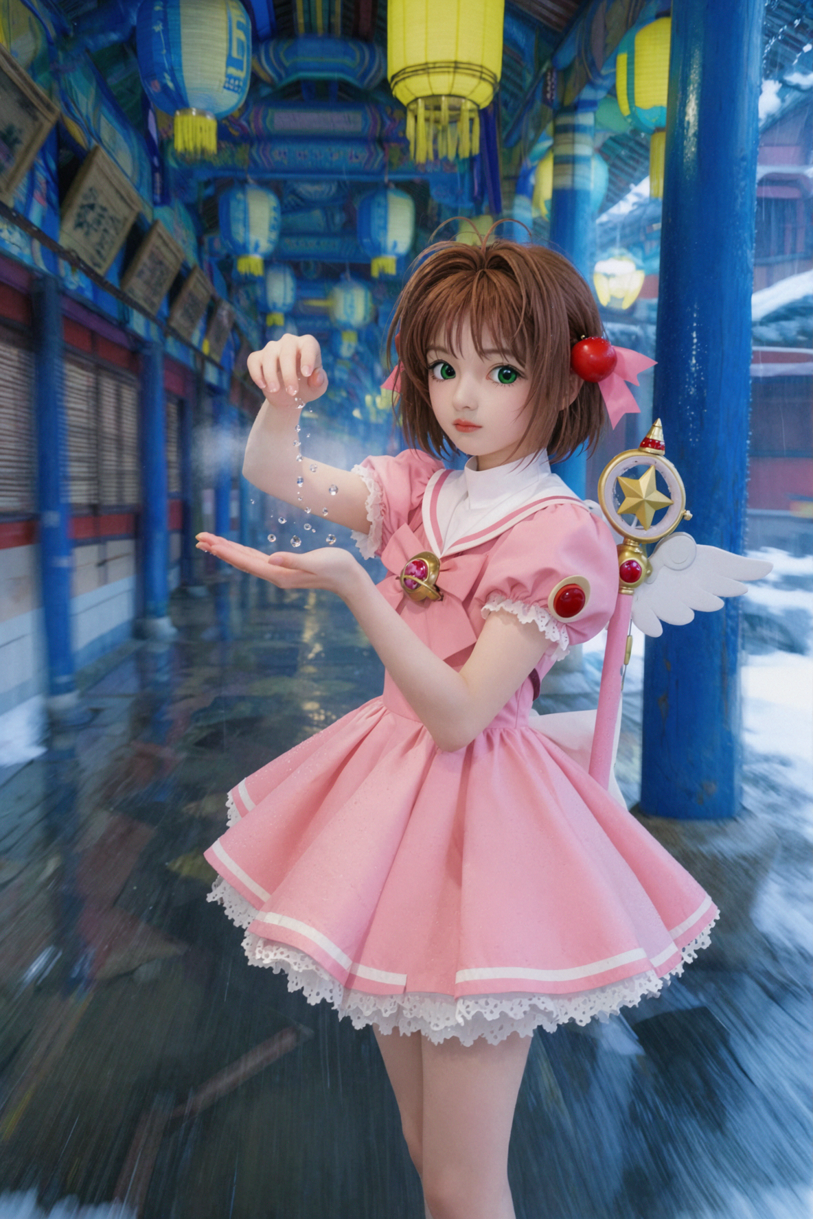 木之本樱 · 雨滴悬停 · 慢门追焦 — AI image creation