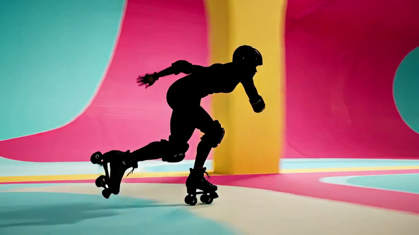 霓虹赛道上的极速轮滑 — AI video creation