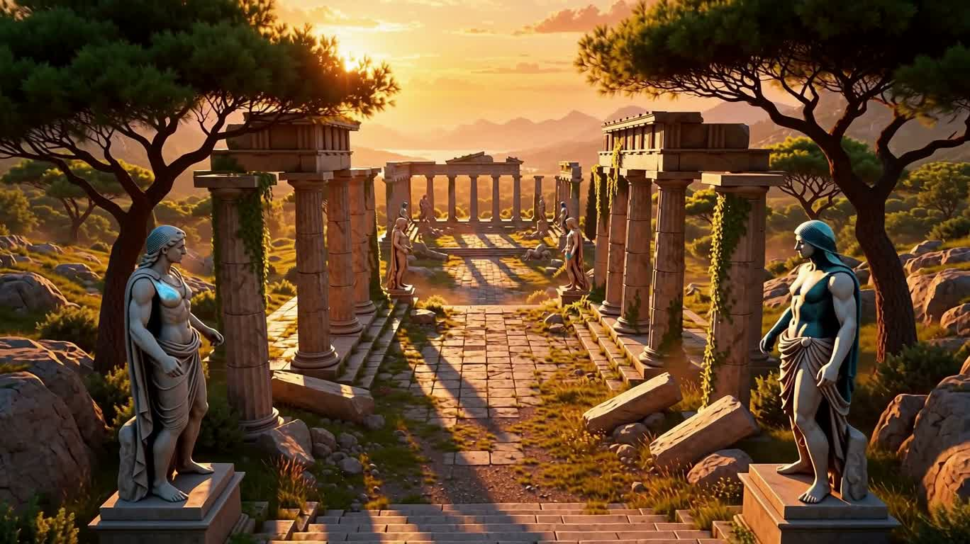 黄金时刻的奇幻希腊遗迹