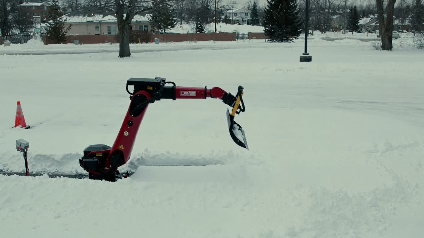 Mechanical Sweeping in a Snowy Parking Lot