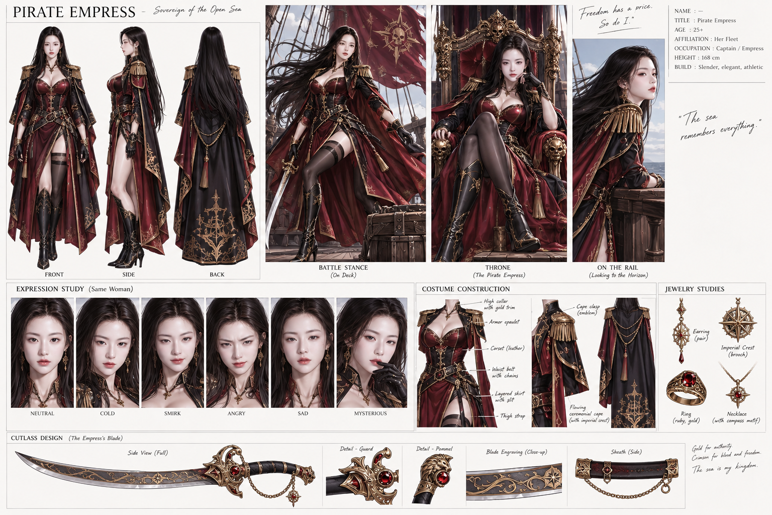 神秘海贼女皇动漫角色设定表 — AI image creation