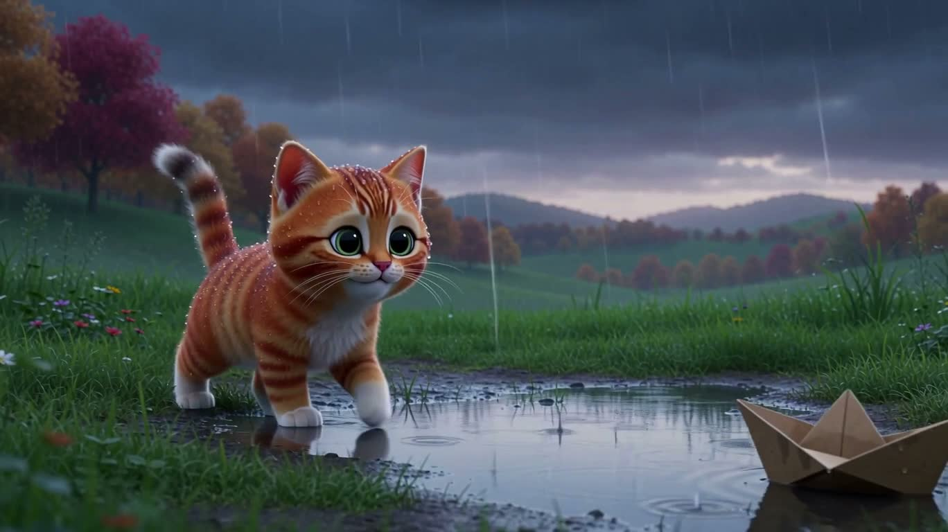 雨后纸船里的惊喜 — AI video creation
