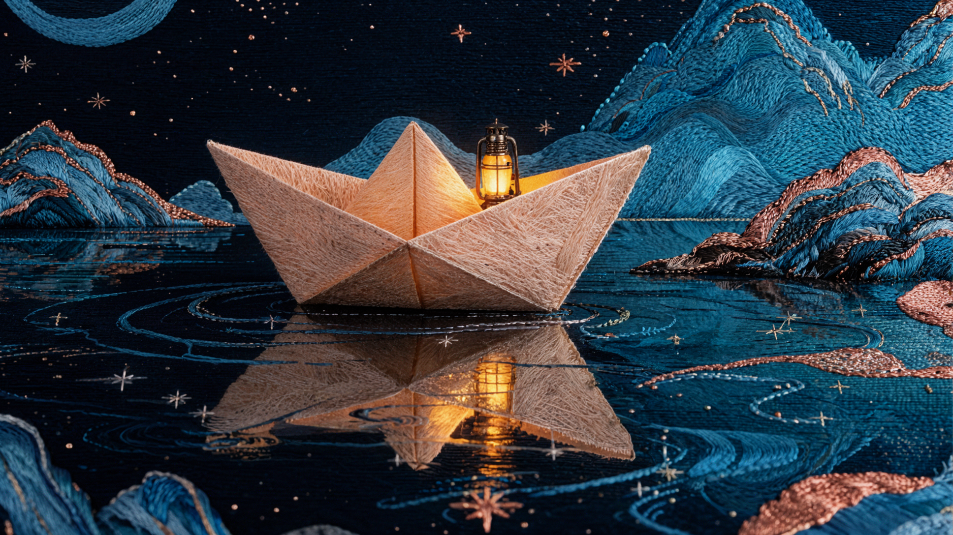 纸船银河 · 刺绣织物 — AI image creation