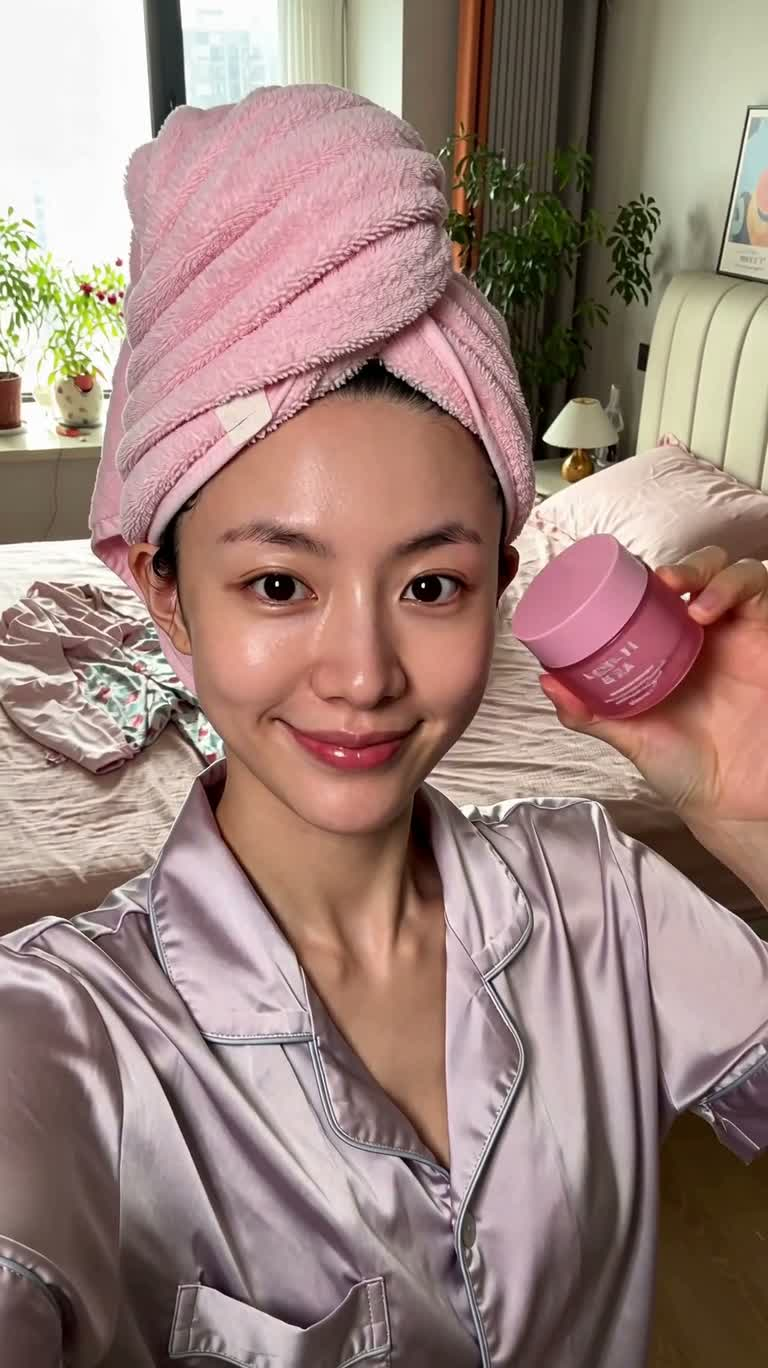 핑크 타월 스킨케어 일상