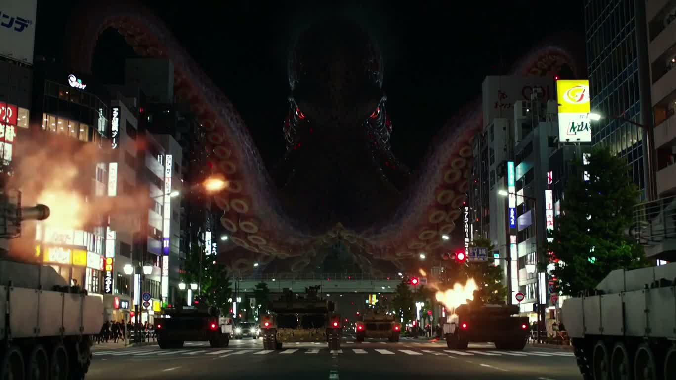 东京夜战巨型章鱼怪 — AI video creation