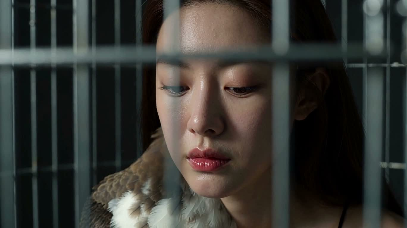 笼中半人半鸟的35毫米电影肖像 — AI video creation