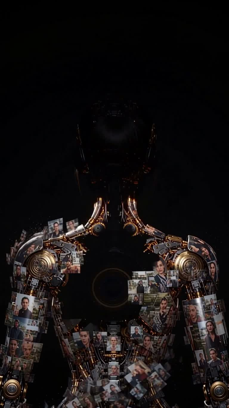 Steampunk Gratitude Robot Portrait with Converging Clouds